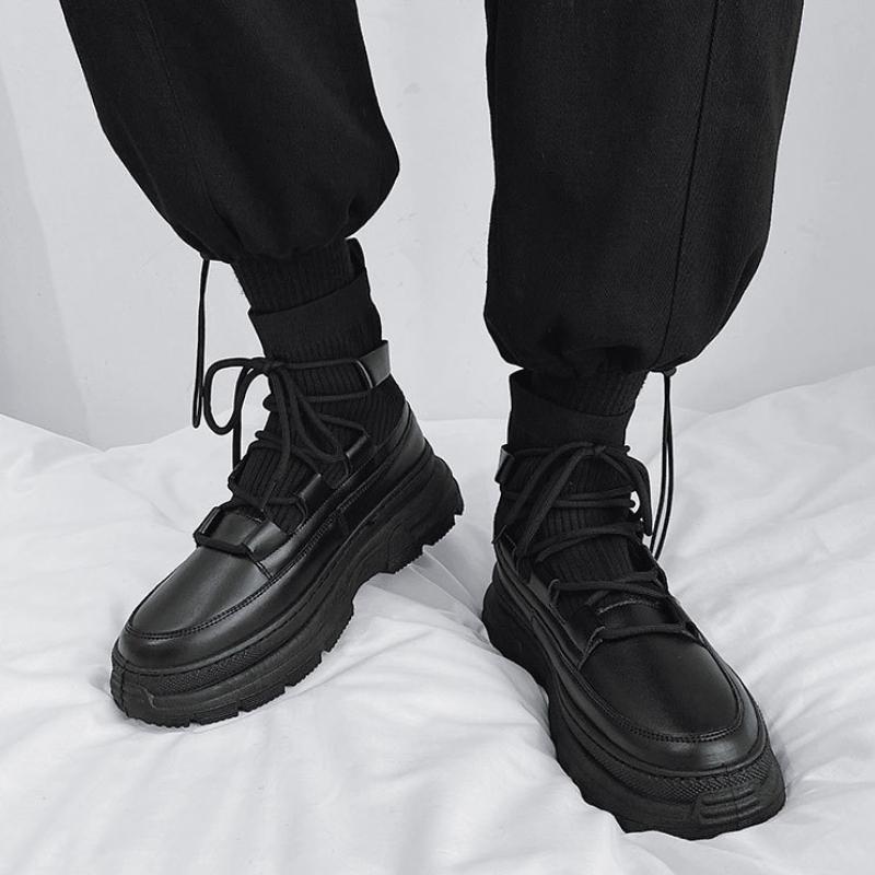 Осенне-зимние носки-ботинки 2025 Новые мужские ботильоны на платформе Черная обувь для мужчин Мех Массивные Панк Мотоциклетные ботильоны Готическая обувь