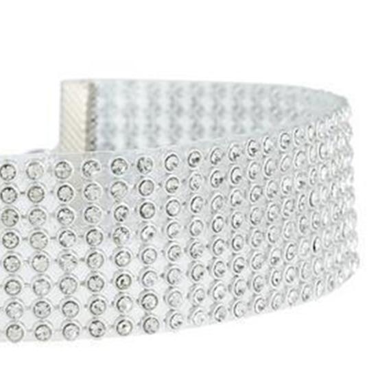 Adjustable Wide Choker Collar Inlay Rhinestone Hip Hop Choker Necklace Jewelry