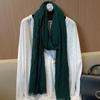 New Thin and Narrow Pleated Solid Color Autumn and Winter Versatile Neck Protection Scarf High-end Cotton and Linen Scarf with Shawl for Women