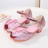 Girl's High Heel Shoes Summer Sequins Sweet Children Princess Dress Sandals Fashion Elegant Bowtie Kids Sandal for Party Wedding