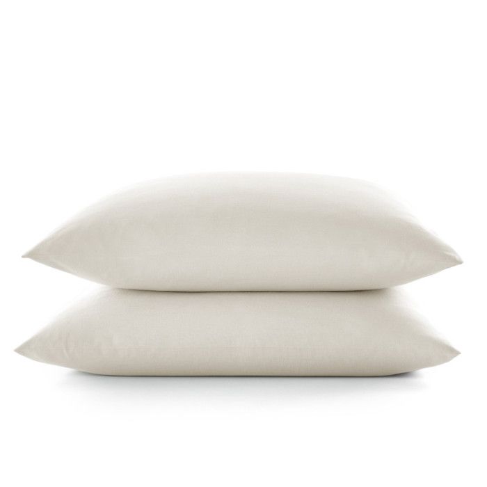 Set of 2 "Drift" Pure Cotton Dyed Washed Pillowcases 57 Threads/cm² All Sizes - Ecru - Pillowcases 50 X 70 Cm X 2