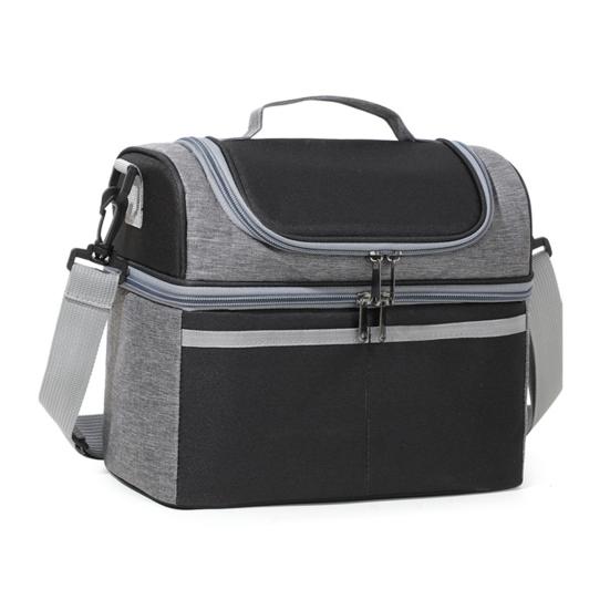 Insulated Lunch Bag Double Deck Lunch Tote Large Leakproof Expandable Lunch Box Reusable Tote Cooler Bag with Pocket for Work Picnic Outdoor