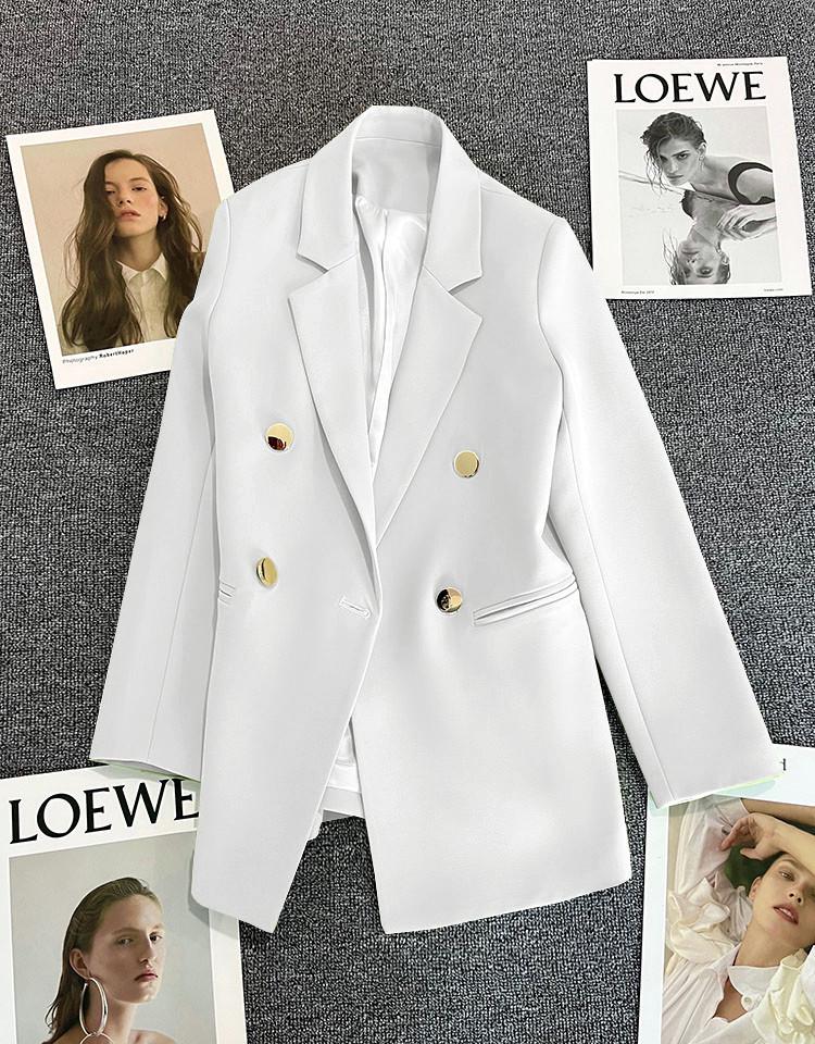 Milky White Green-Botton Suit Jacket - Korean Edition, 2024 Spring/Autumn, Women's Casual High-End Blazer