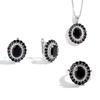 Элегантный дизайн, комплект колец, серег и ожерелья из натуральной черной шпинели, серебро S925, роскошный женский подарок на годовщину и день рождения