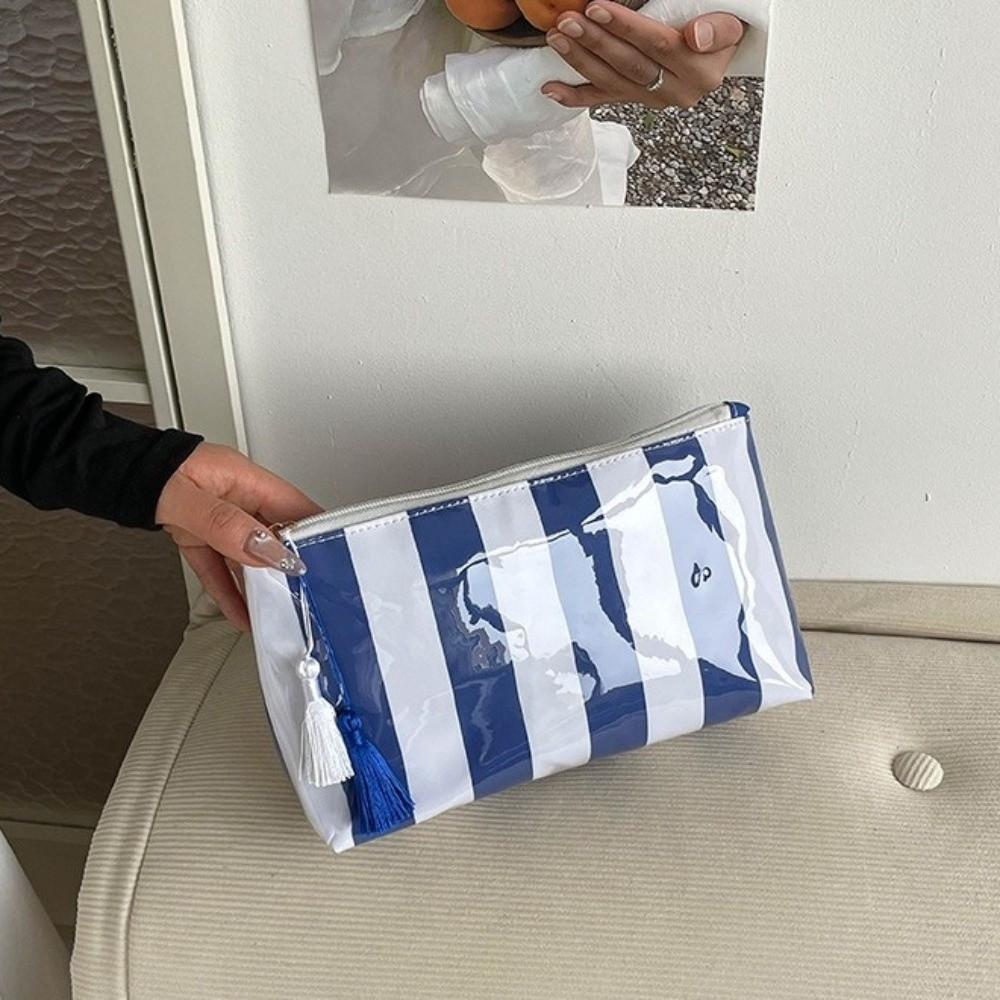 Waterproof PVC Toiletry Bag Large Capacity Beach Storage Bag Striped Cosmetic Bag Friends