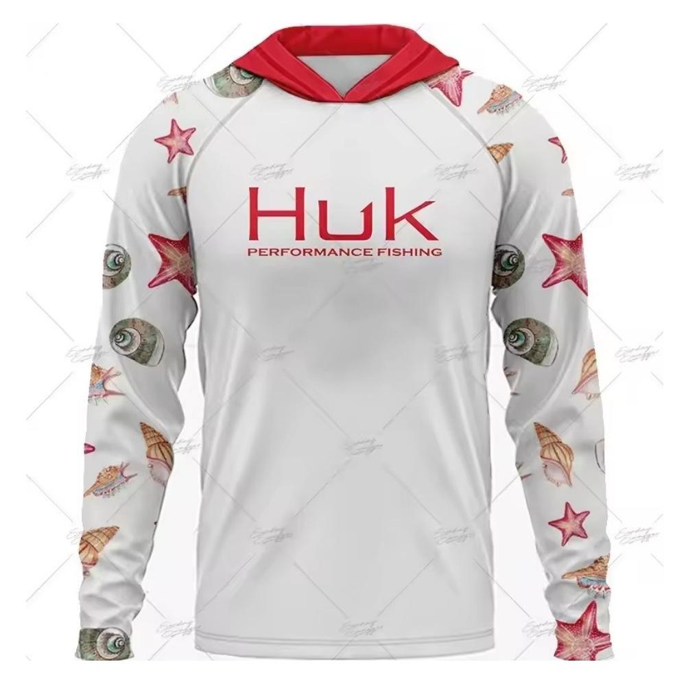 HUK Летний костюм для рыбалки с длинным рукавом, с капюшоном, защита от солнца UV UPF 50+, дышащий, быстросохнущий