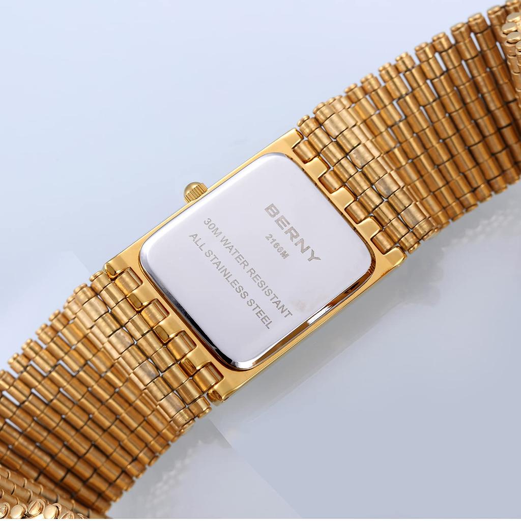 BERNY Watch Watch Gold Watch for Men Japanese Quartz Movement with Calendar Window Waterproof Watch Luxury Casual Fashion Men's Men's Men's