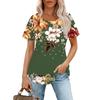 Женская летняя модная повседневная плиссированная футболка с коротким рукавом и круглым вырезом с принтом Топ