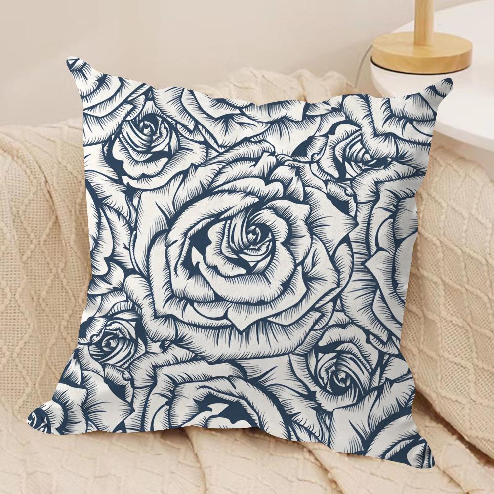 Vintage Rose Cushion Cover Soft Plush Fabric DoubleSided Printed Cushion Covers for All Seasons Modern HomeDecor Gift