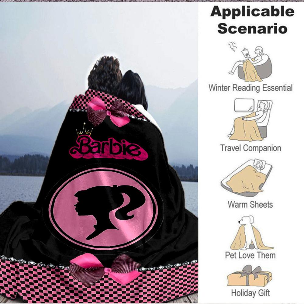 1 шт. Плед Барби, Розовый Фланелевый, Мягкий, Теплый и Уютный для Дивана, Кровати, Офиса и Путешествий, Универсальный Подарок на Любой Сезон, Рождественский подарок