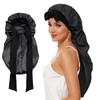 Soft Silky Long Satin Bonnet For Natural Hair And Curly Hair Extra Large Size Hair Cap With Tie For Comfortable Night Sleep 1Pcs