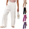 Женские летние широкие брюки из мягкой дышащей смеси хлопка, средней эластичной резинки на талии, карманы полной длины, повседневные, универсальные, идеально подходят для офиса, гостиной, йоги