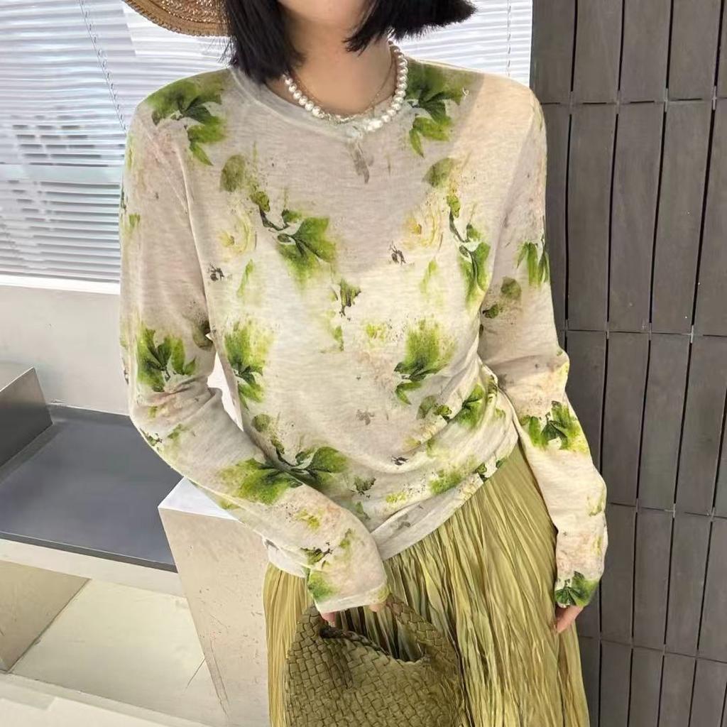 Dimanaf 2025 Summer Women Transparent Printing Sun Protection T-Shirt Basic New Fashion Tops Tees Casual Loose Tees