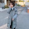 Женская осенне-зимняя однотонная свободная повседневная парка средней длины с капюшоном из ромбической решетки, пальто, куртки и верхняя одежда