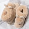 Winter Plush Slippers for Women Thick Sole House Shoes Cozy Faux Rabbit Fur Indoor Slides with Closed Back