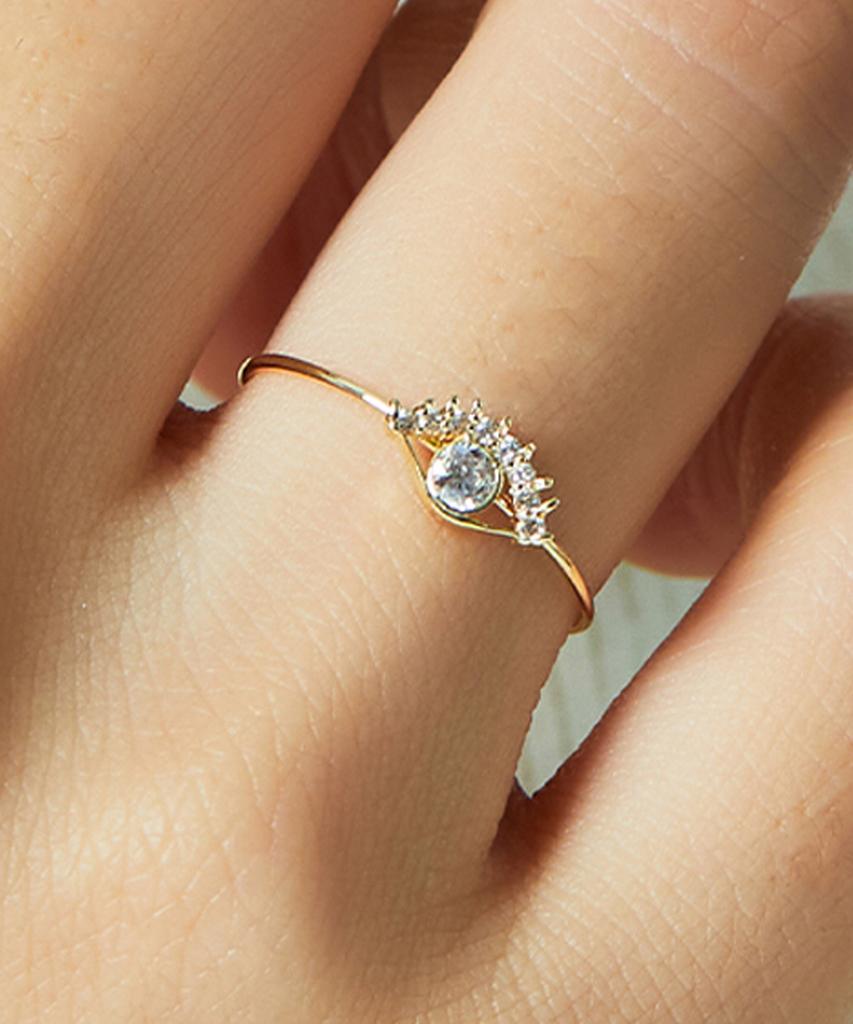 Helene Jewelry Кольцо 'Глаз Красоты' из 14-каратного золота с кубическим цирконием Кольцо с золотой нитью (Тип А)
