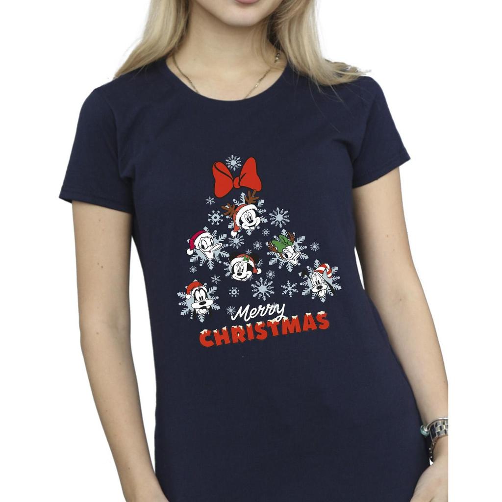 Disney Womens/Ladies Mickey Mouse And Friends Christmas Tree Cotton T-Shirt