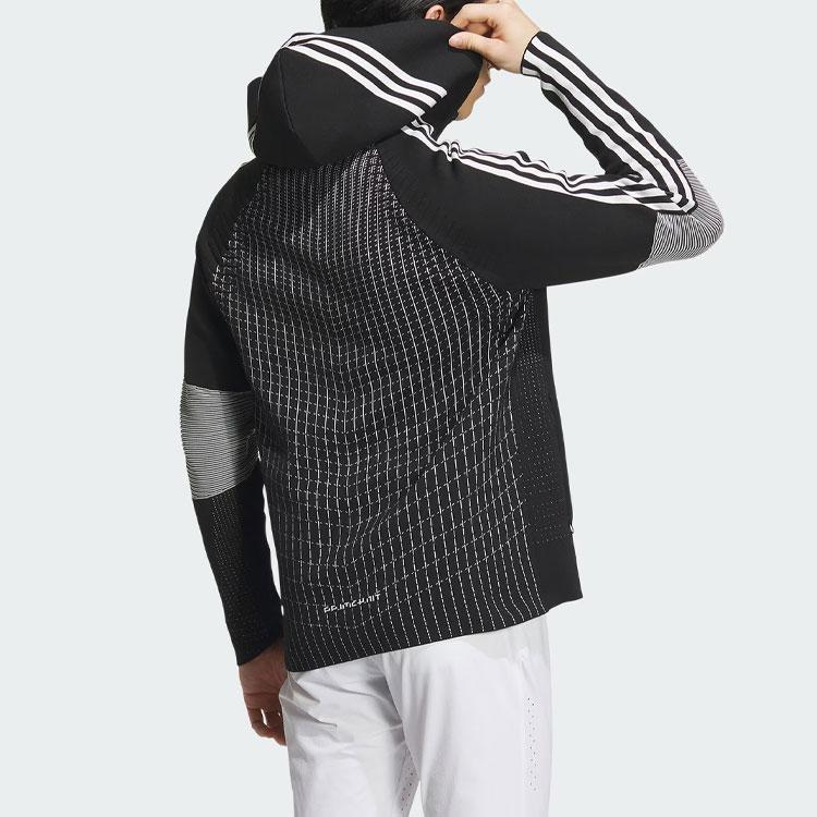 Adidas Primeknit Hooded Jacket Striped Color Block Golf Jacket Men Jacket Black IN6664