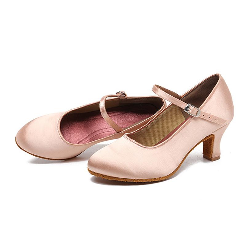 Fashion Professional Women's Latin Dance Shoes Silk Close Toe Waltz Tango Cha Ballroom Party Dance Shoes Heeled 5.5CM
