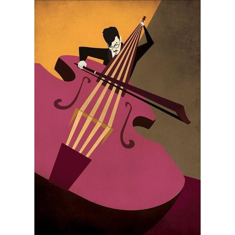 Mid Century Colorful Jazz Music Poster Instrument Player Trumpet Saxophone Canvas Painting Wall Art for Living Room Home Decor