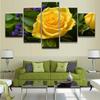 Модульные картины на холсте, домашний декор, настенное искусство в рамке, 5 шт., природа, весна, желтая роза, картина для гостиной, HD печатный постер без рамки