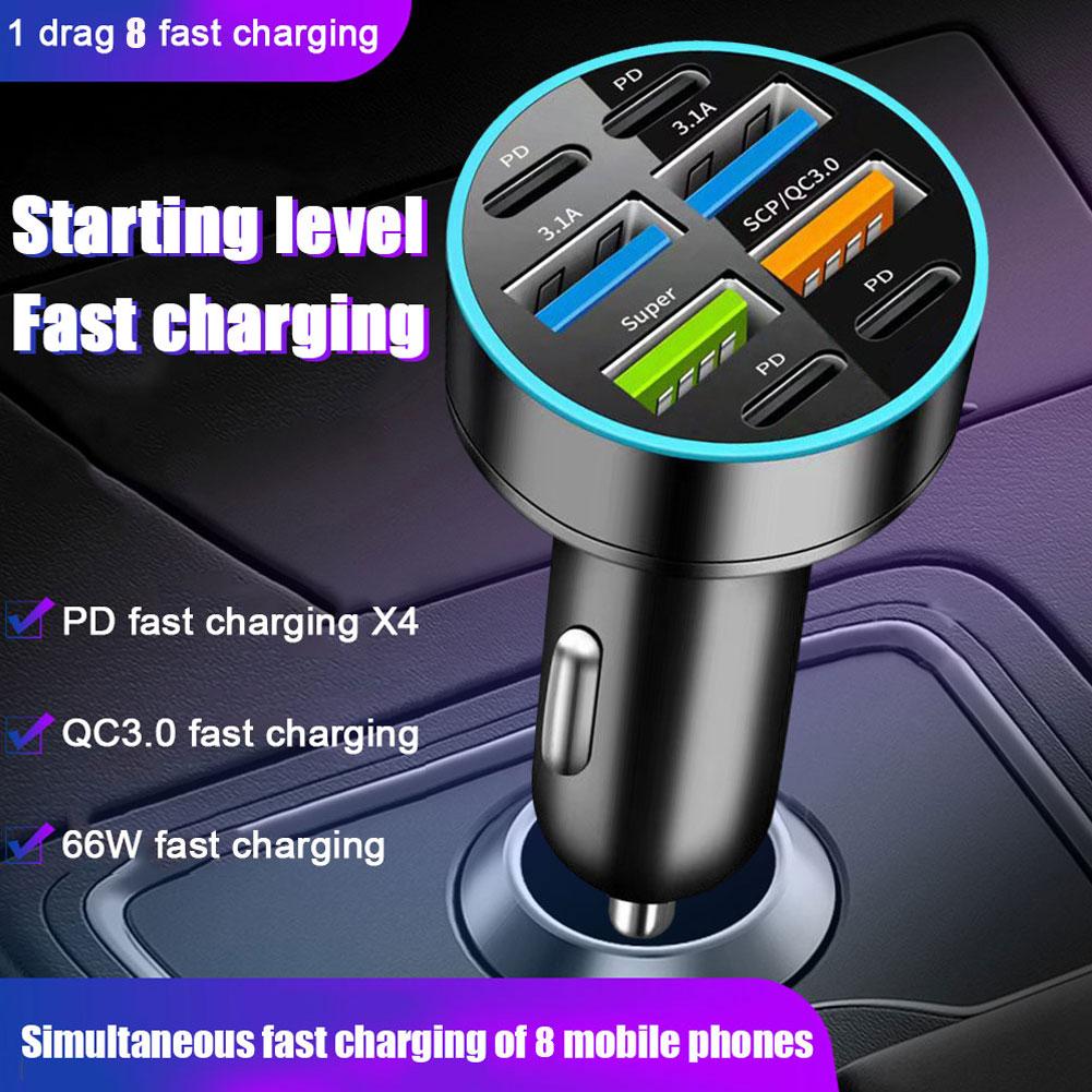 Новый цифровой дисплей автомобиля с 4 usb автомобильное зарядное устройство 66 Вт быстрая зарядка автомобильный адаптер мобильного телефона PD зарядная головка мобильного телефона