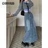 High-waisted Plus Size Denim Skirt Women Spring and Fall Open Long A-line Skirt