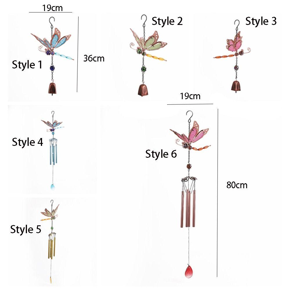 Vintage Bell Pendant Fluorescent Hanging Decoration Crafts Luminous Dragonfly Wind Chime Gift