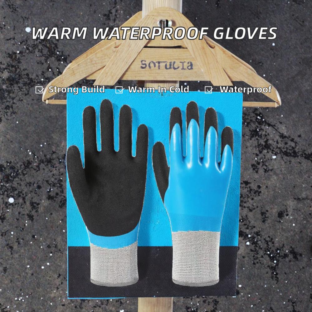 Sizasafety Fully Latex Coated Textured Flexible Cold Weather Protection Thermal Waterproof Insulated Knit Wrist 24CM Gloves