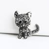 Retro Diamond Studded Hollow Cat Brooch, Cute Cartoon Animal Brooch, Clothing Brooch