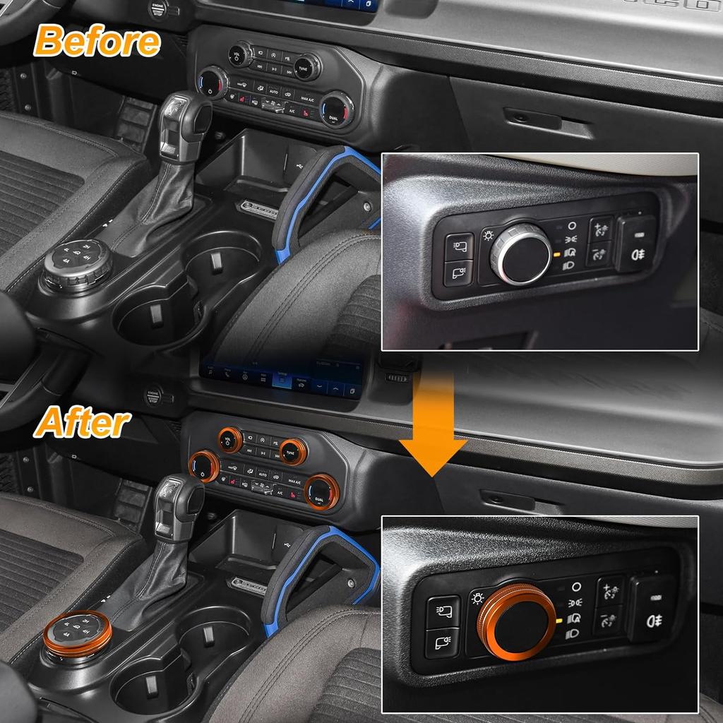 6 шт. для Ford Bronco, аксессуары 2021 2022 2023 2024, автомобильные внутренние ручки центральной консоли, декоративные накладки -оранжевый