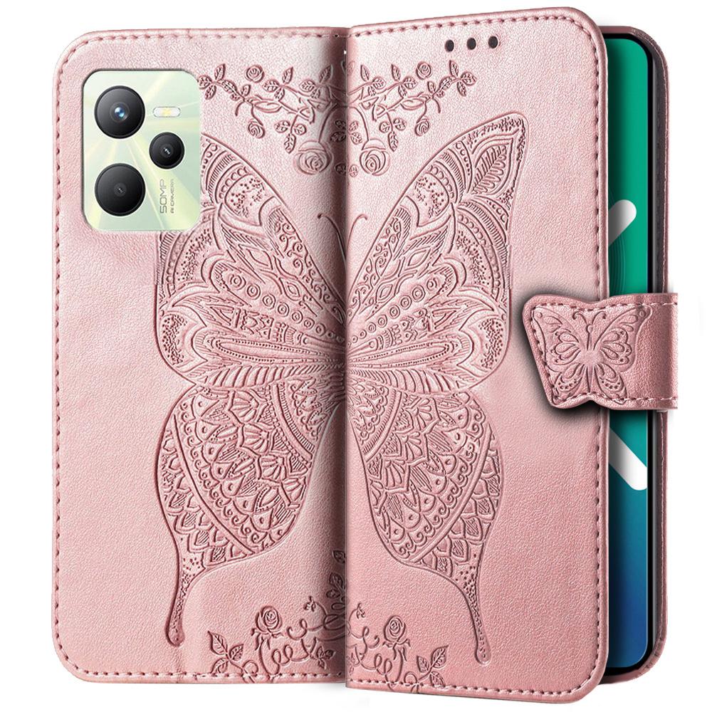 Realme C35 Butterfly Flip Case, Pink
