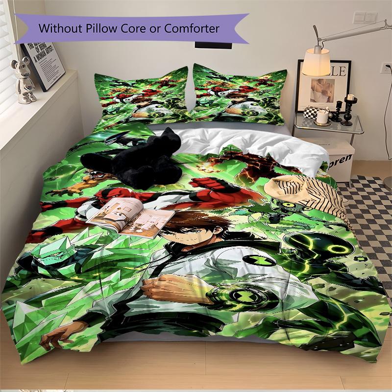 Superhero Team Battle Print 3Pcs Bedding Setduvet Cover With 2 Bedropillowcase Home Birthday Gift