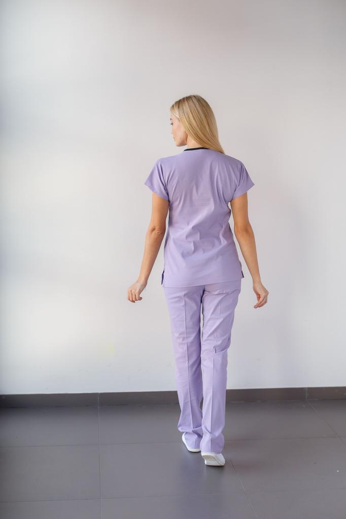 Набор из двух предметов, медицинские скрабы, унисекс, комплект униформы для врачей и медсестер, медицинская форма, хирургический костюм, топы + брюки, с v-образным вырезом, с короткими рукавами, тонкая ткань Tericoton