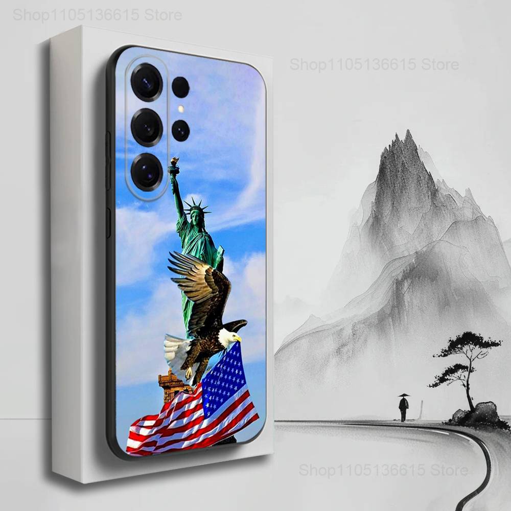 Cool Art Americans Flag Case For Samsung S10,Plus,S9,S22,S25,Ultra,S24,S21,S20,S23,FE,Lite,Soft Silicone Black