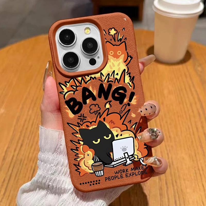 Смешной Кот Животное Кожа Силикон Ударопрочный Чехол для Телефона Для Iphone 17 Air 16 15 14 13 12 11 Pro Max 16e Iphone17 Мягкая Задняя Крышка