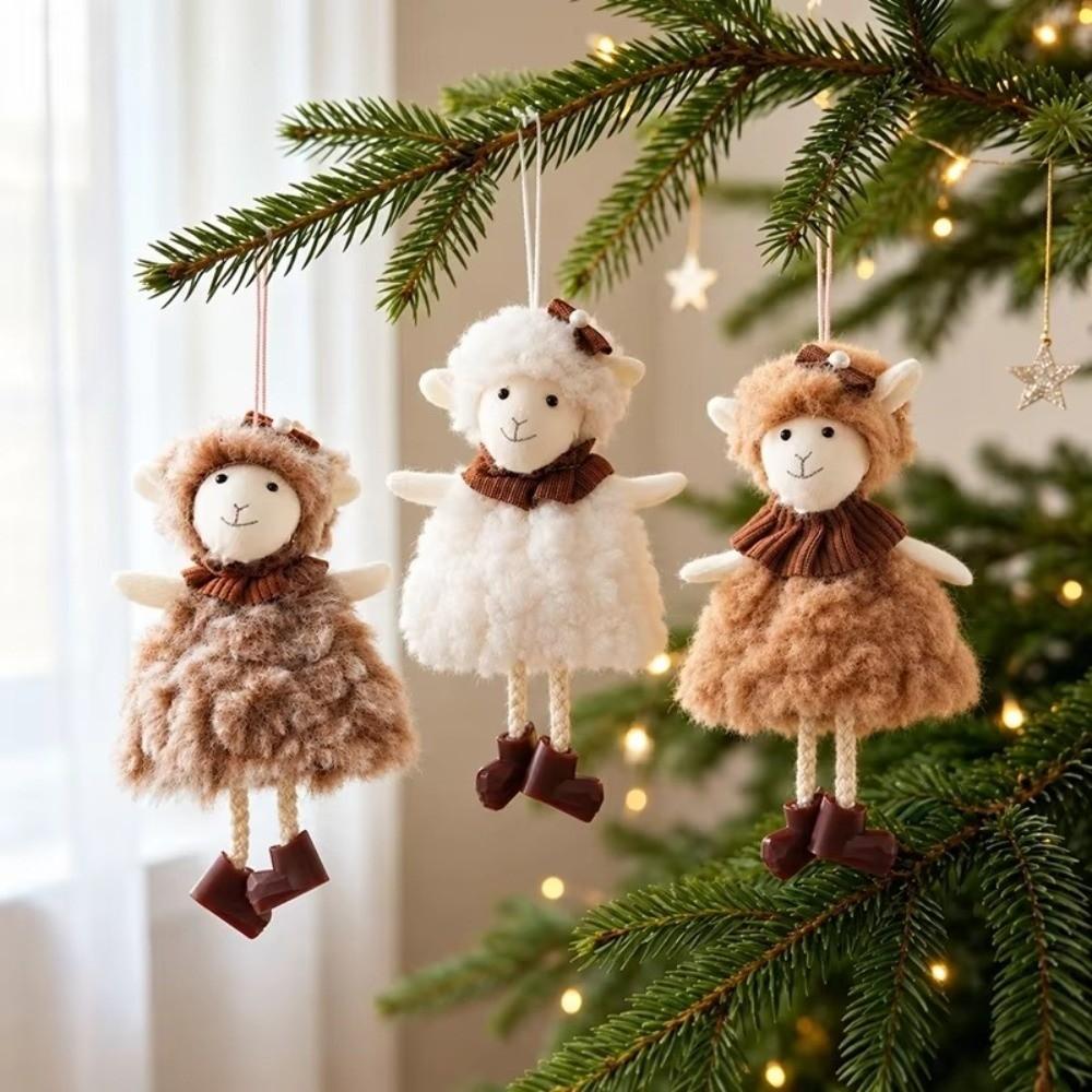 Curly Fur Little Lamb Hanging Pendant Window Decor New Year Xmas Decoration Christmas
