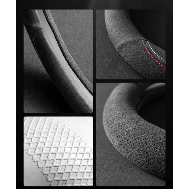 Suede Cover for All Seasons Auto Steering Wheel Cover Ultra-thin Non-slip D-shaped Round Breathable Car Steering Wheel Protector