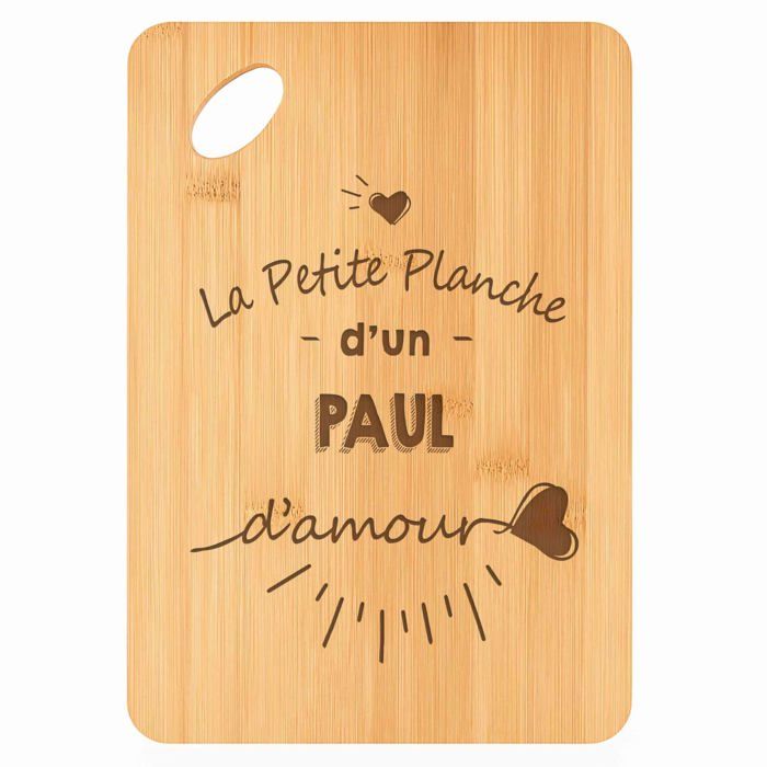 Planche à découper Paul d'amour - Plateau Apéro en Bambou Cadeau Gravé pour Homme Cuisine Barbecue