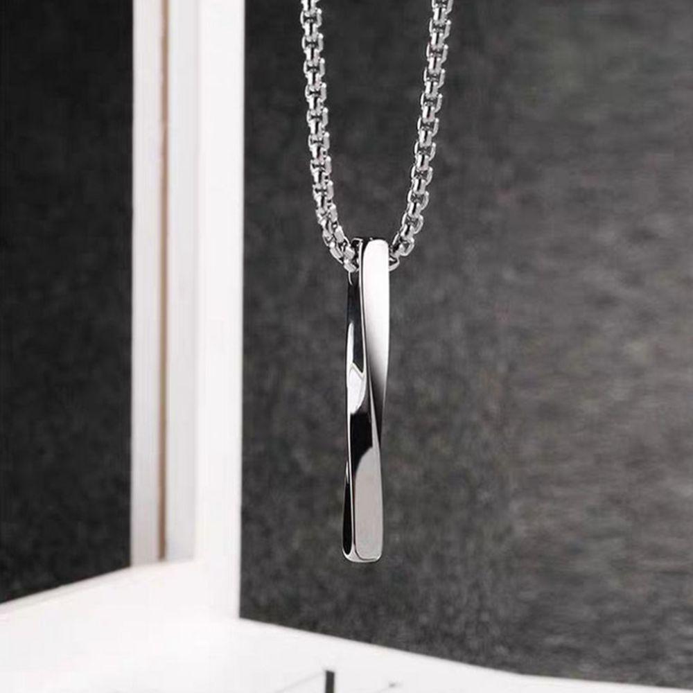 Men Women Personality Alloy Vertical Bar Straight Necklace Pendant Necklaces Chain Jewelry