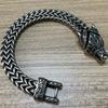 Браслет Norse Viking Wolf для мужчин из нержавеющей стали, 12 мм, сетчатая цепочка с открытым волчьим ртом, мужские браслеты, скандинавские украшения, 21/23 см