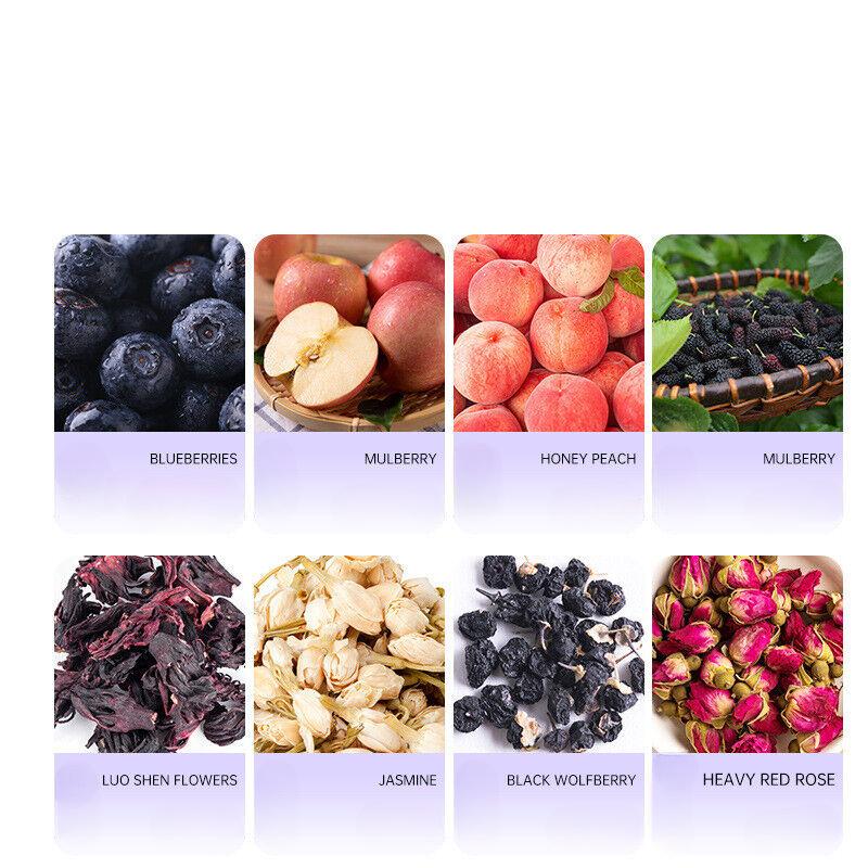 Черничный фруктовый чай с шелковицей, жасмином и гибискусом в пакетиках. Чай для здоровья мужчин и женщин.