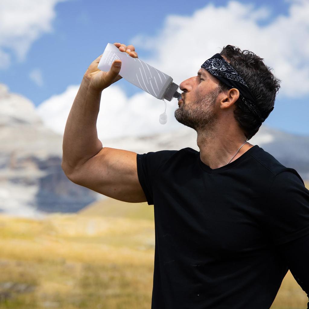 Складная TPU-бутылка для воды TRIWONDER, Спортивная бутылка для бега, марафонов, велоспорта и походов, Мягкая бутылка для гидратации (Серый, 420 мл - 2 шт.)