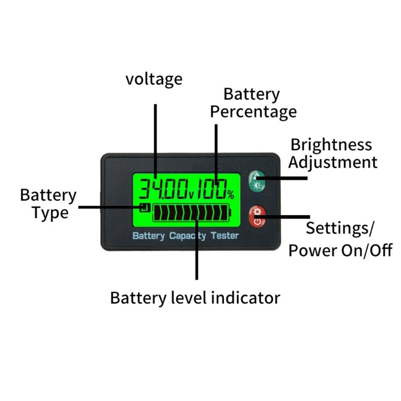 Adjustable 8-120V LCD Display Digital Volt Meter Capacity Tester Temperature Gauge For Electric Vehicles Scooter