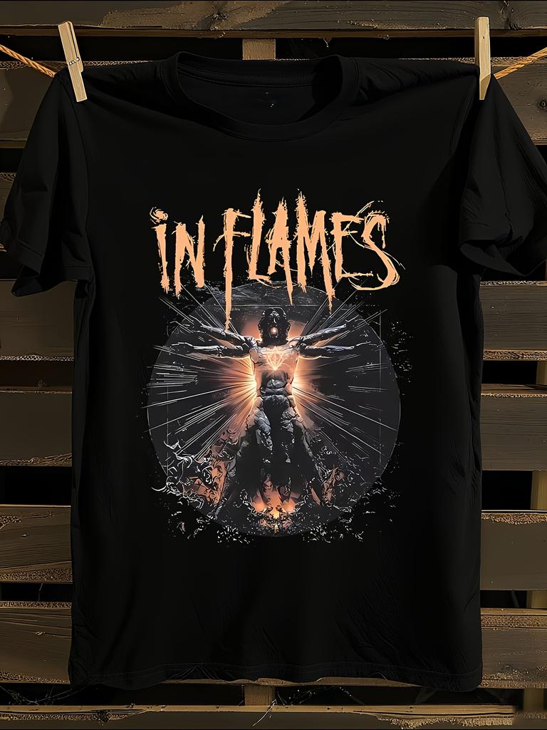 In Flames Metal Band Logo T-Shirt Mens Tshirt Womens Tshirts with Letters Print Short Sleeves T-Shirt Casual Street Tee Shirt Top