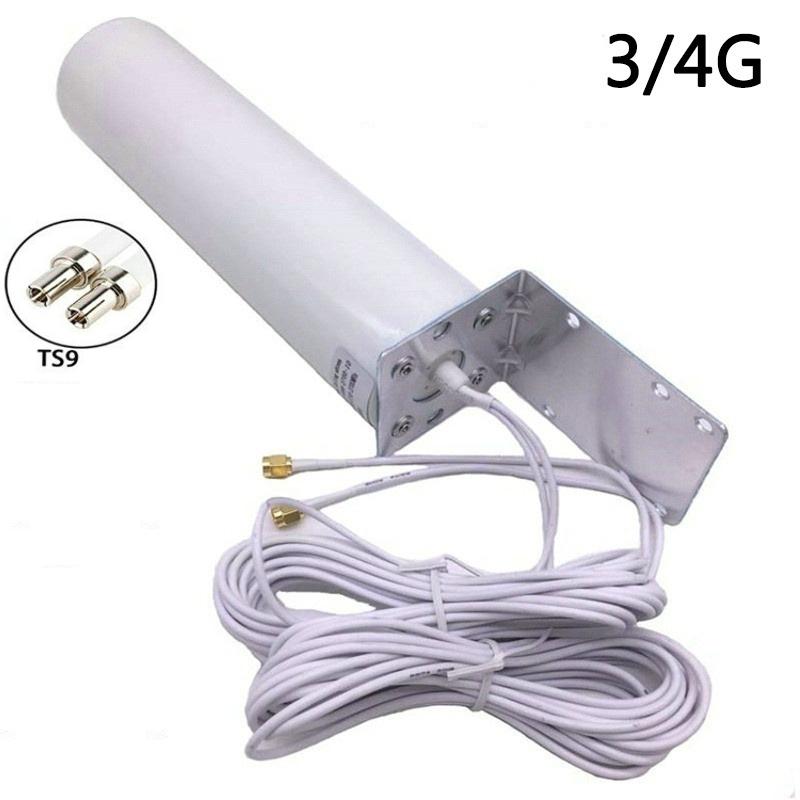 White Dual SMA/TS9/CRC9 Male 3G 4G LTE Outdoor Wall Mount Signal Booster Amplifier Antenna with Fixed Bracket 698-2700MHZ