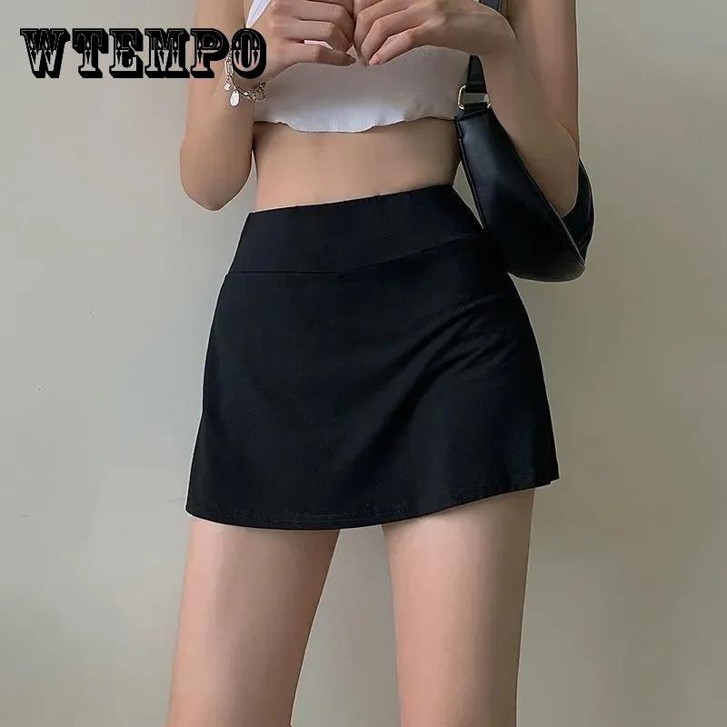 Теннисные юбки, женская облегающая сумка с высокой талией для девочек, короткая юбка на бедрах, летние спортивные брюки-кюлоты, мини-юбка трапециевидной формы с разрезом, юбки Y2K