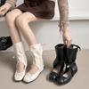 2025 Summer Women's Retro Square Head Bow Ballet Hollow Medium Tube Thick-soled Western Boots Female Woman Shoes Sandals