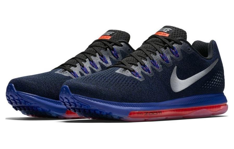 Nike Кроссовки для бега Zoom All Out с амортизацией, нескользящей подошвой, дышащие, низкие, мужские, сине-серебристые 878670-015