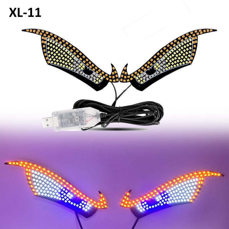 Светодиодная сигнальная лампа Devil Eyes для лобового стекла автомобиля, USB-разъем, 11 режимов, предупреждающая лампа, декоративное освещение для автомобильных аксессуаров